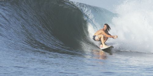 surfer riding a wave in Santa Catalina